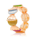 Colorful half-moon enamel bracelet with KC gold plating handmade design