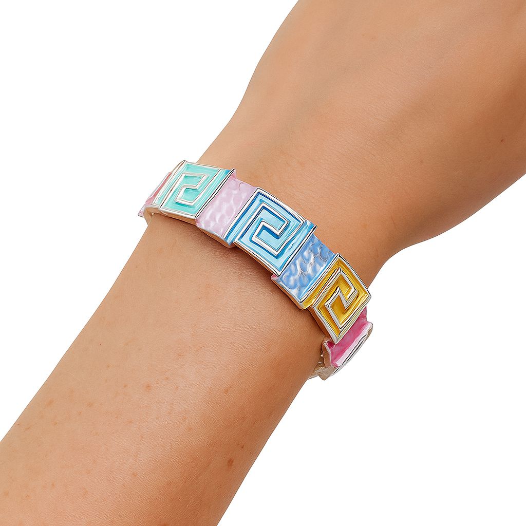 Hand-painted thin enamel geometric bracelet jewelry detail