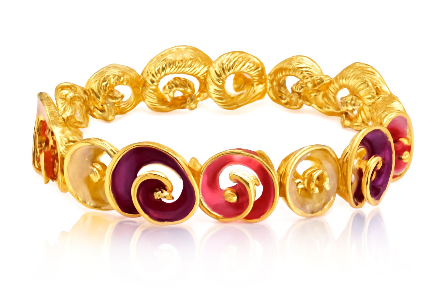Hand-painted artistic bangle featuring multicolor spiral designs