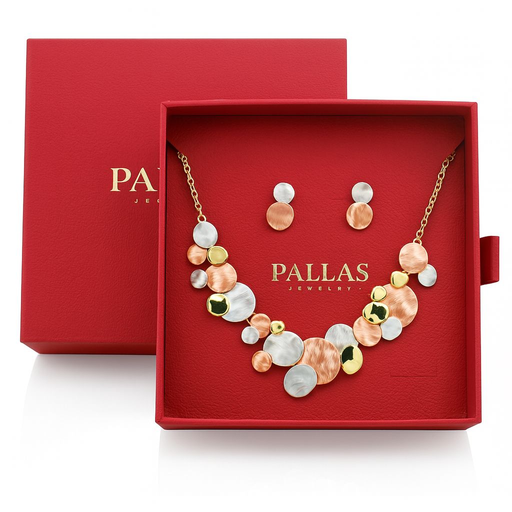 Pallas Jewelry gift box with colorful necklace and earring set”