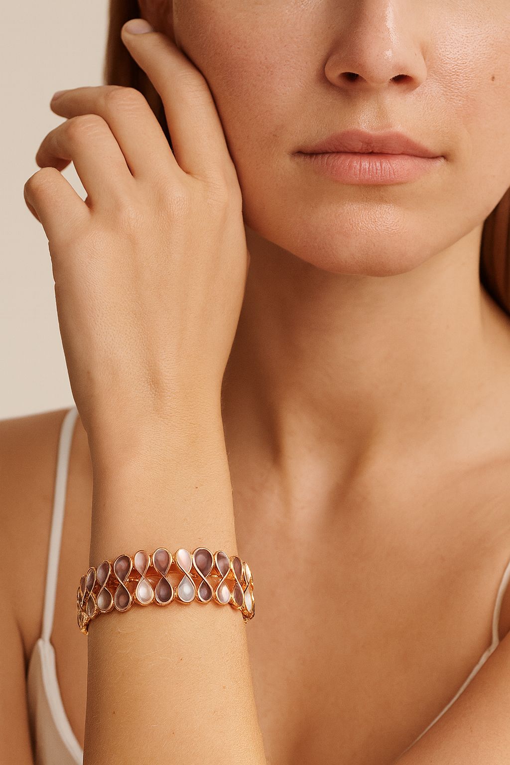 Earth-tone artistic enamel bracelet KC gold