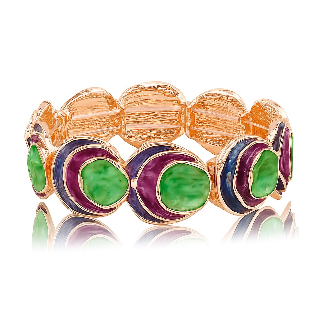 KC gold plated alloy bracelet with artistic enamel layers