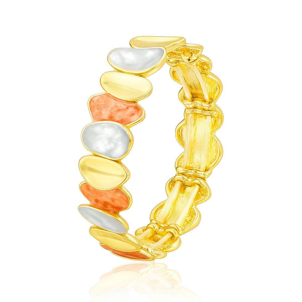 Hand-painted enamel gold bangle bracelet for women