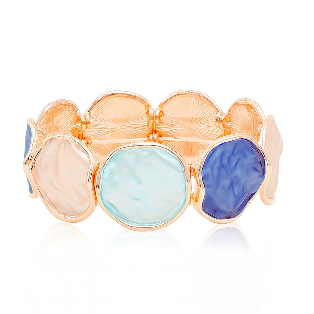 Artistic swirl gold plated bangle with multicolor enamel design