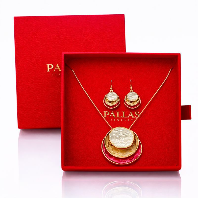 Gold plated enamel earrings with artistic hand painted finish