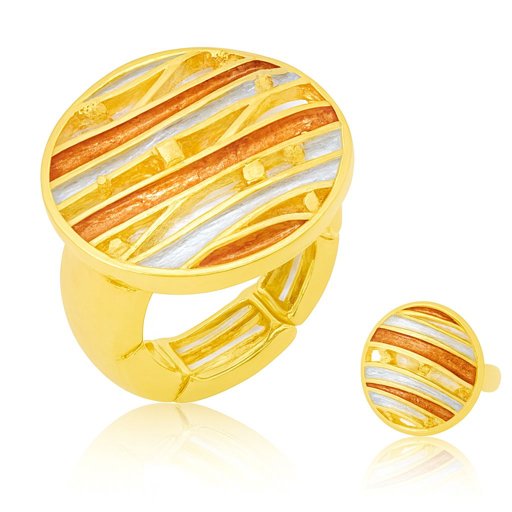 Hand-painted enamel KC gold statement ring with abstract design