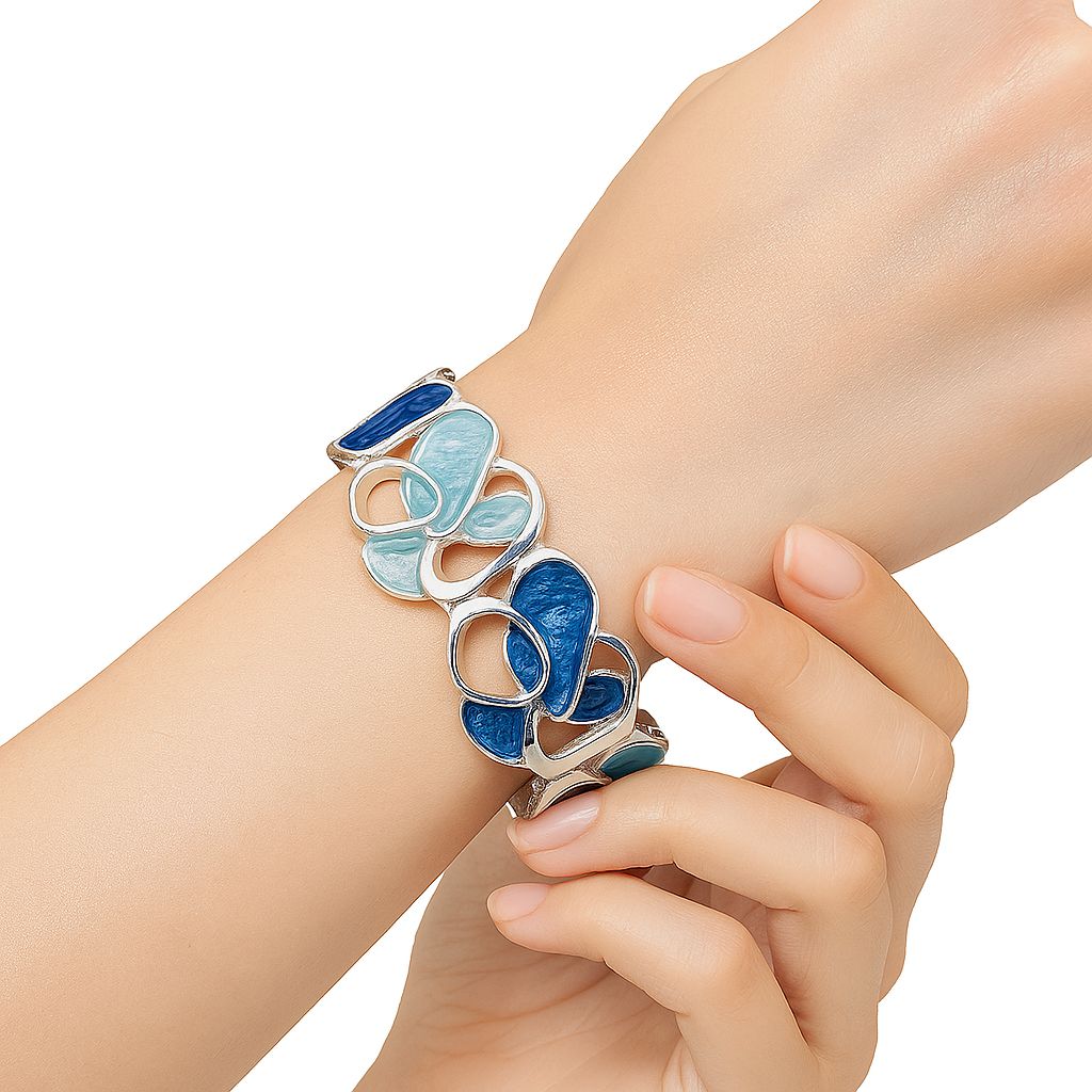 Hand painted enamel detail on KC gold plated leaf bracelet