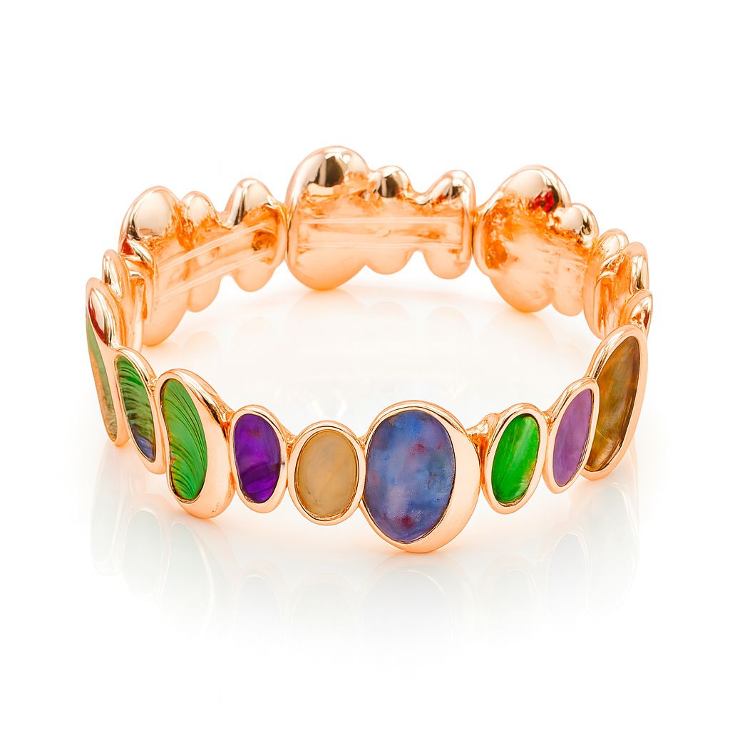 “Hand-painted enamel bracelet in multicolor with KC gold plating”