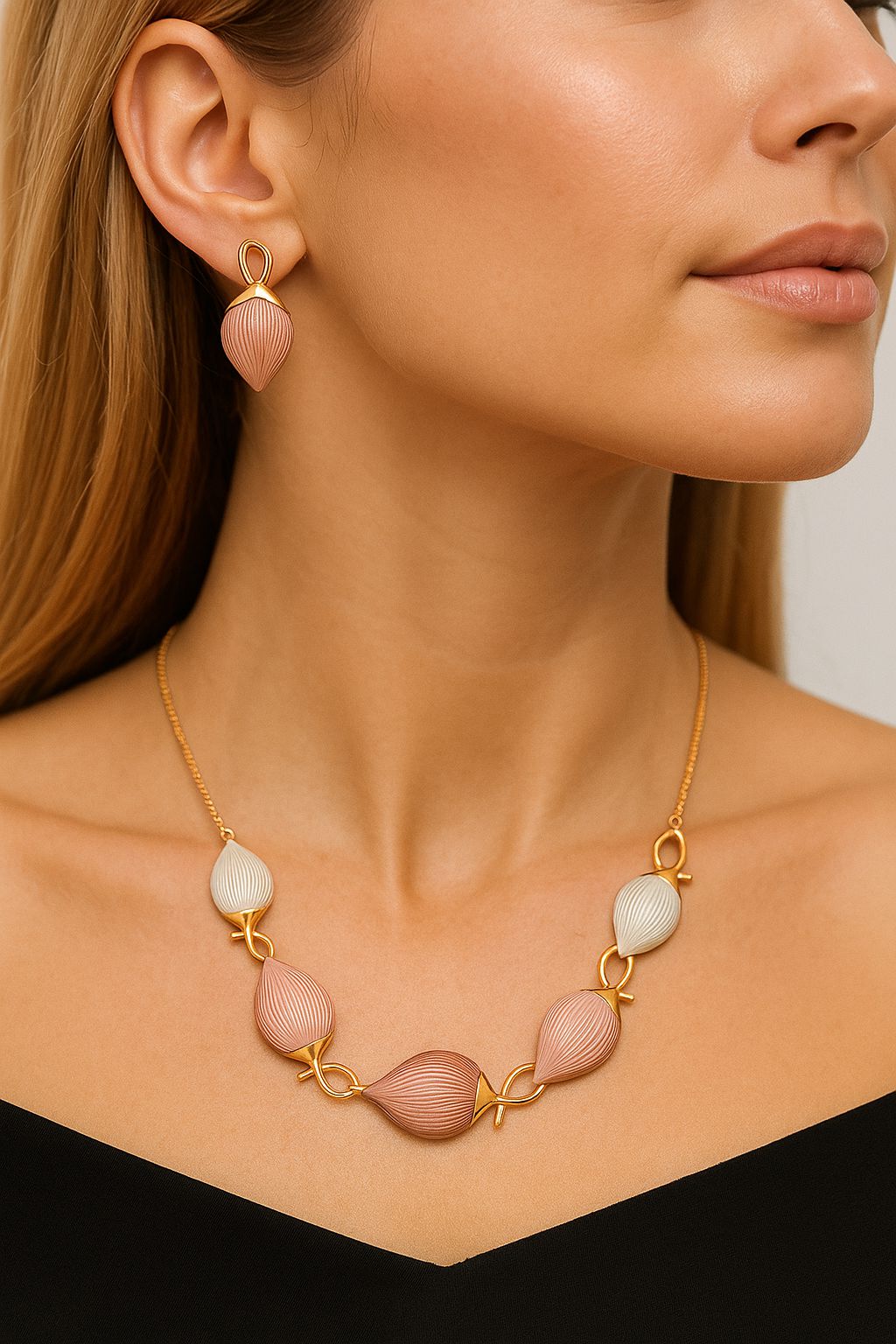 Hand painted enamel petal earrings with KC gold plating