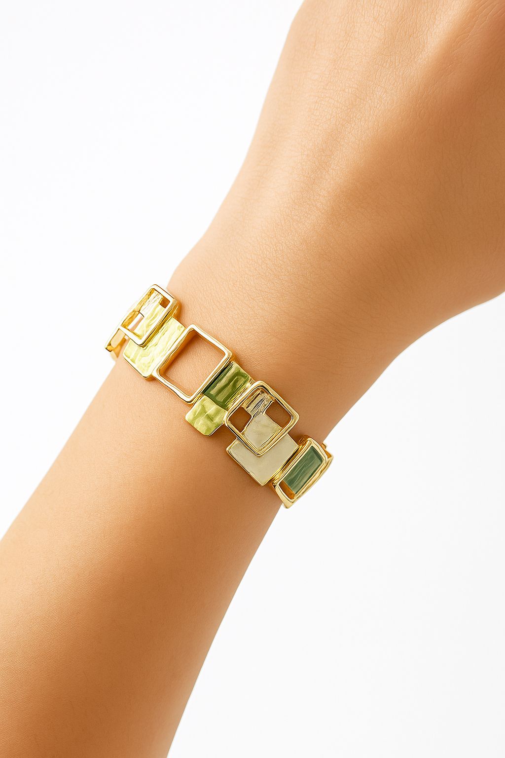 Styled model shot highlighting elegant enamel bracelet for women