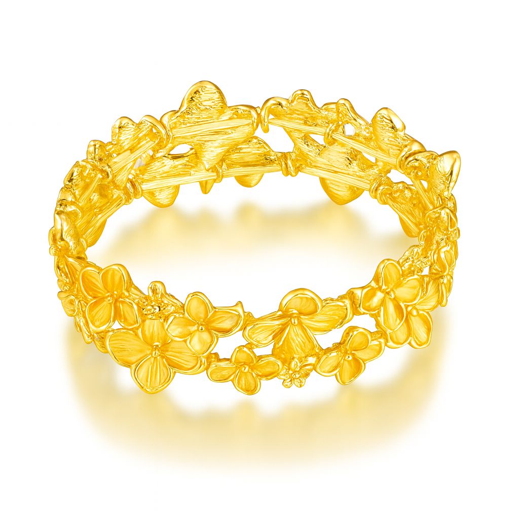 Hand-painted flower design gold bracelet for women