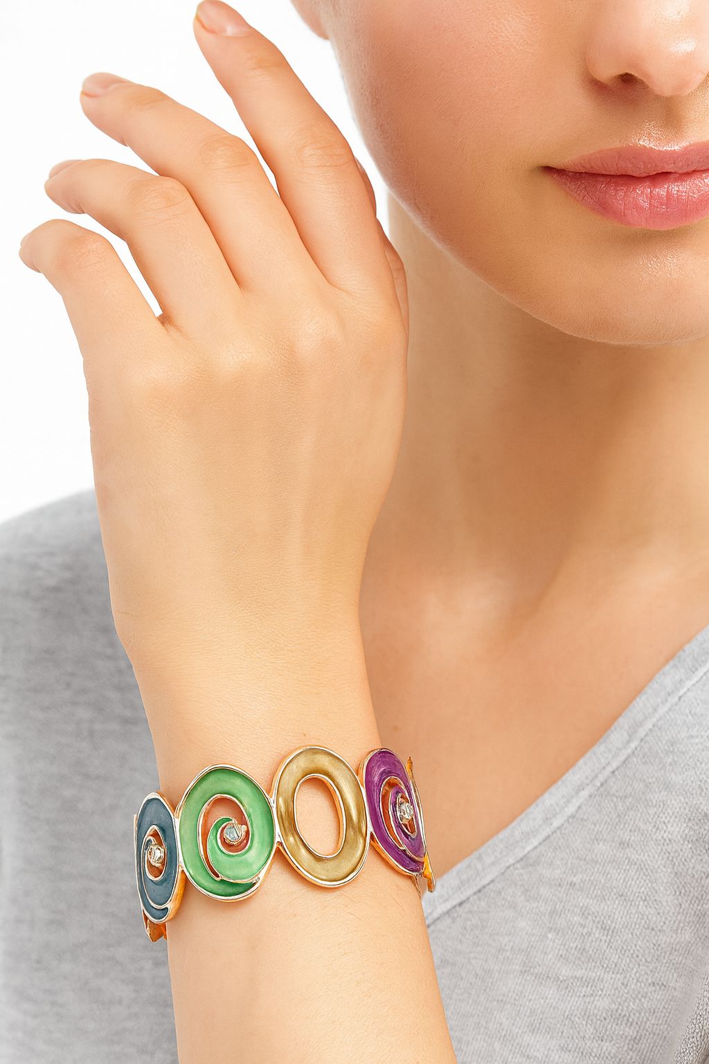 Colorful enamel statement bracelet for women