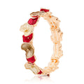KC gold floral enamel bangle bracelet with hand-painted petals – front view