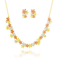“KC gold plated floral enamel necklace and matching earrings set”