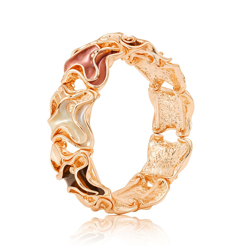 Gold KC-plated floral bracelet with hand-painted enamel