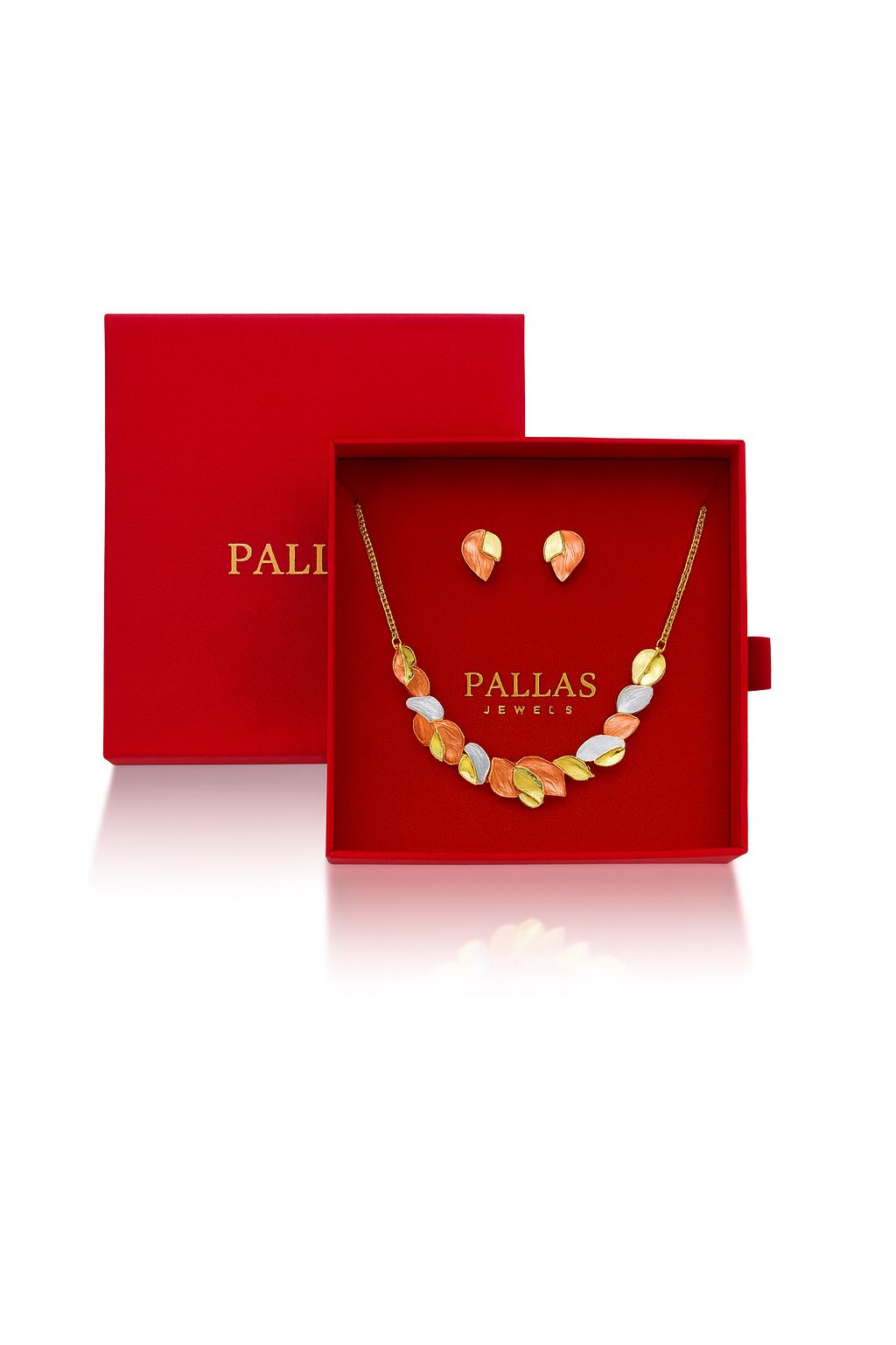 Petal jewelry gift set in red box packaging