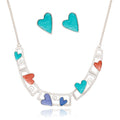 Framed heart necklace and earrings set with KC gold plated alloy