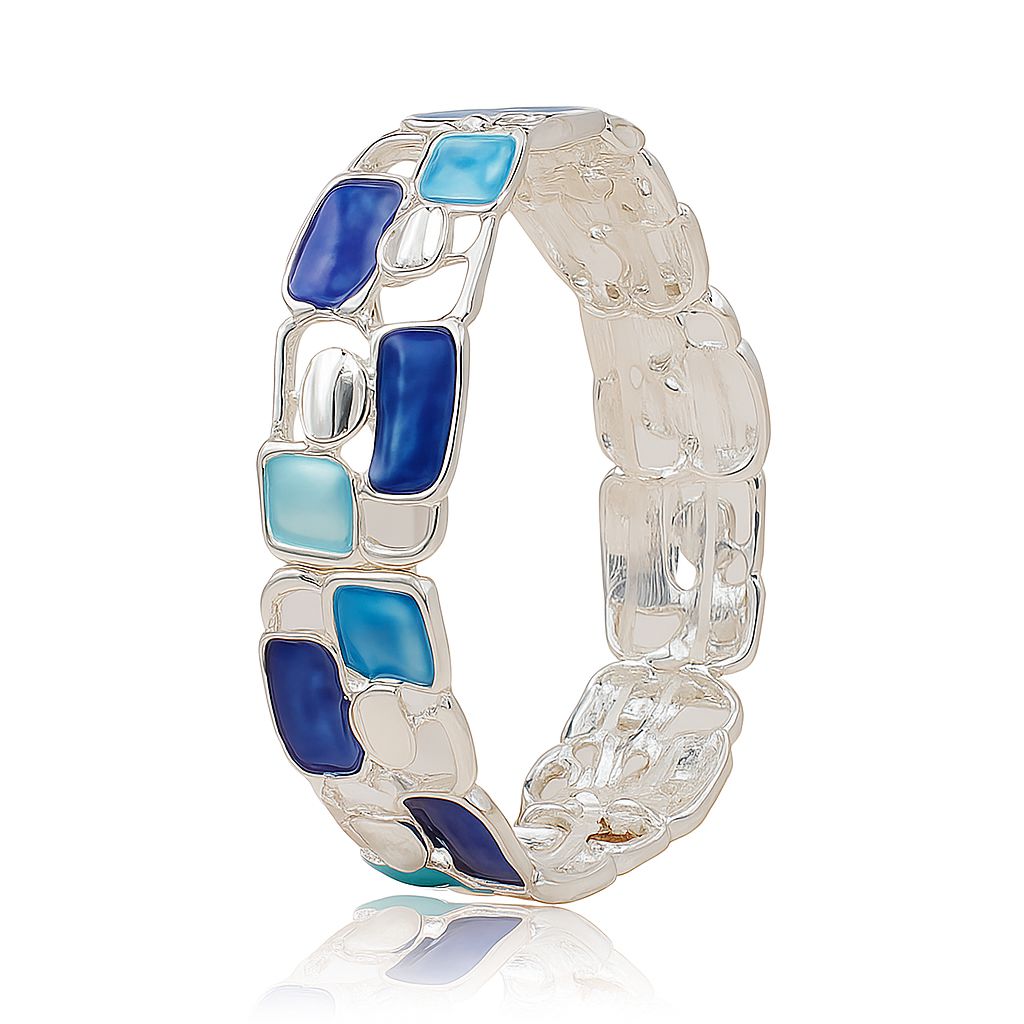 Geometric blue enamel bracelet in KC gold plated alloy