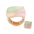 Geometric color block ring with pastel enamel and KC gold plating