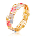 Geometric enamel bracelet set in pink white and grey with KC gold plating