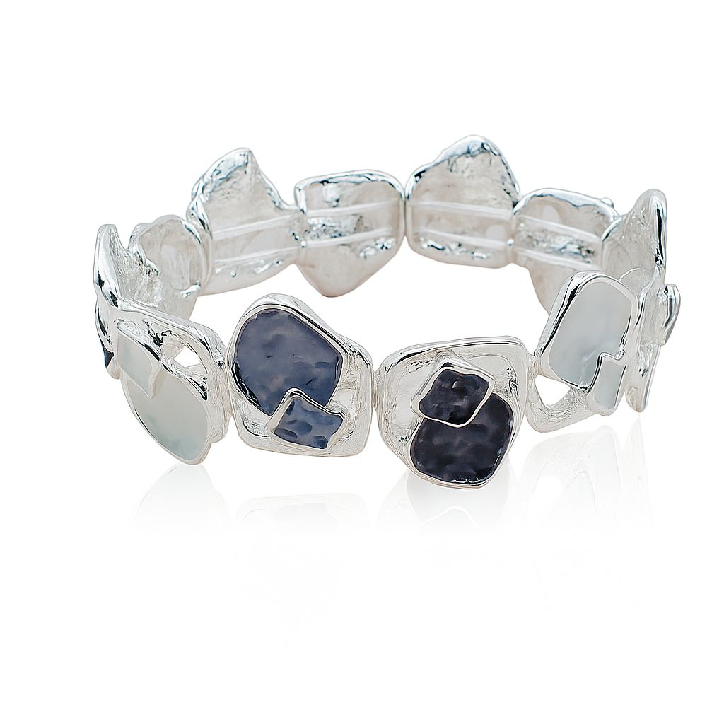 Color block alloy bracelet with artistic enamel details