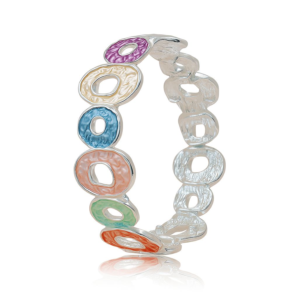 Geometric circle bracelet with hand painted enamel in KC gold plated alloy