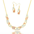 Geometric enamel necklace and earrings set with KC gold plating
