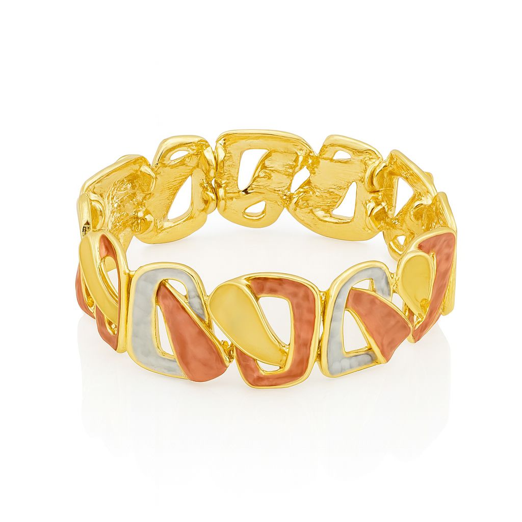 Artistic alloy bracelet with hand-painted enamel and KC gold plating