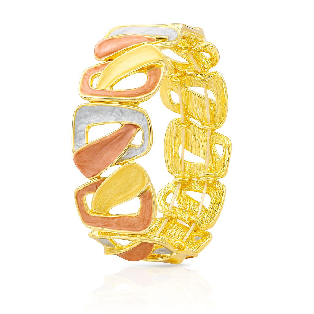 KC gold hand-painted geometric link bracelet front view for women