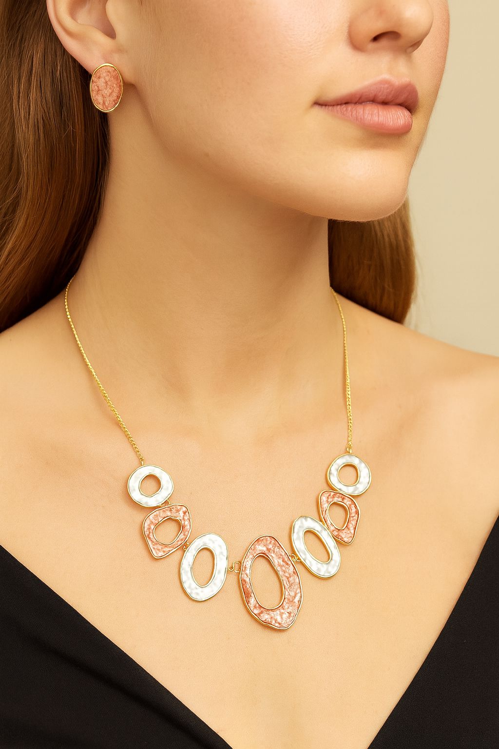 Hand-painted irregular oval jewelry set