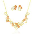 Geometric rectangle enamel necklace and earrings set in KC gold