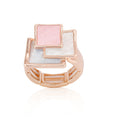 Geometric square enamel ring worn on hand with KC gold plating