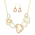Geometric triangle necklace and earrings set in KC gold plating