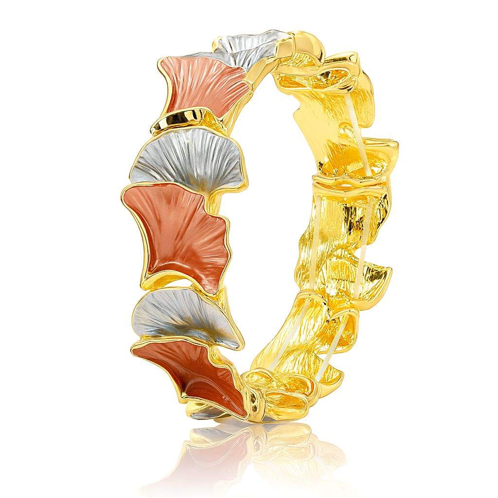 Hand-painted floral bangle bracelet in KC gold finish