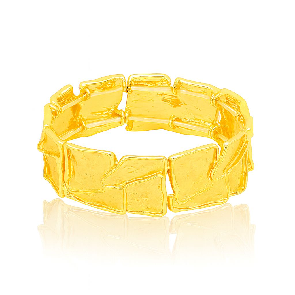 KC gold alloy bangle featuring sculpted artistic links