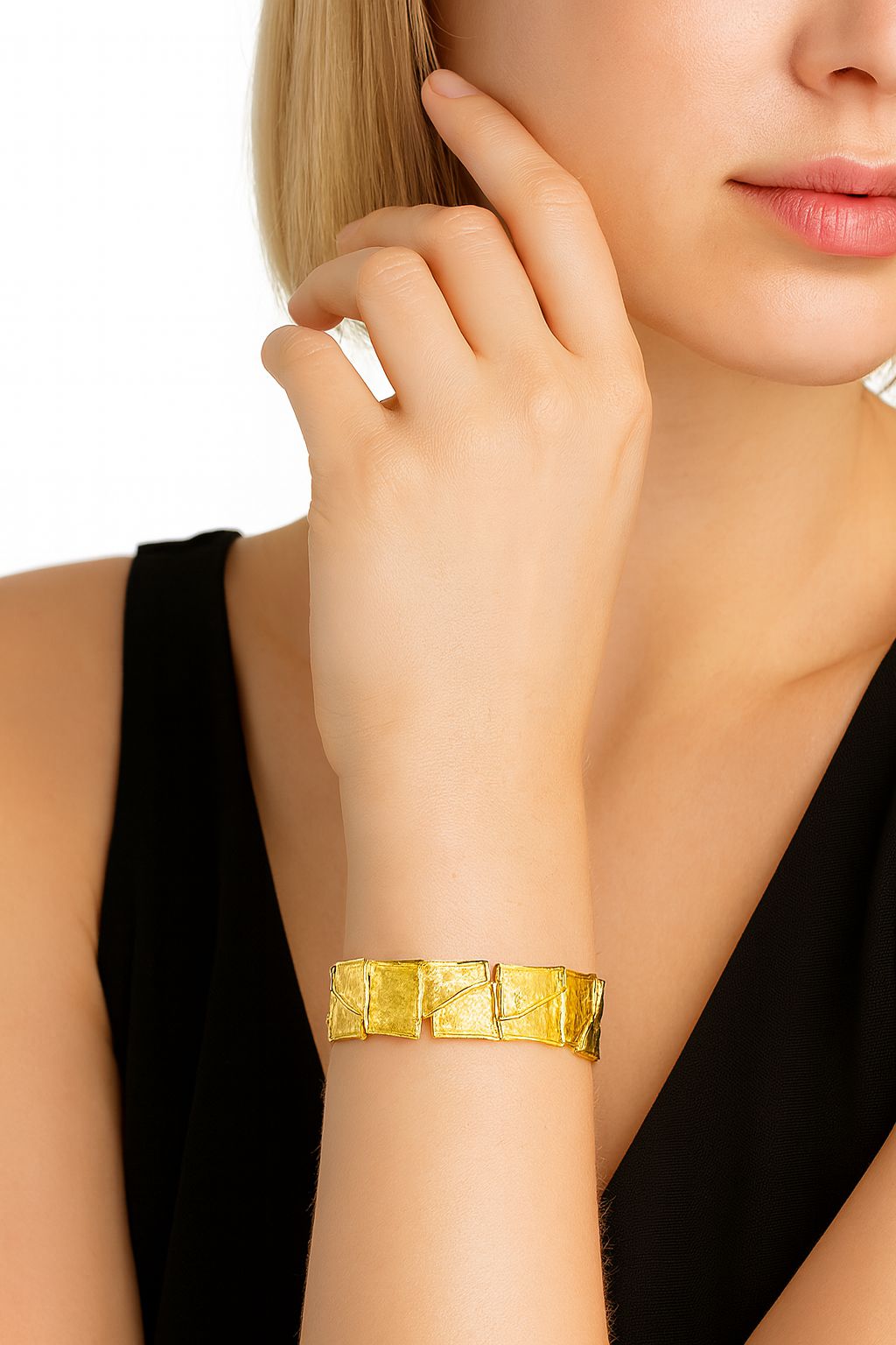 Hand-painted enamel gold bracelet for women