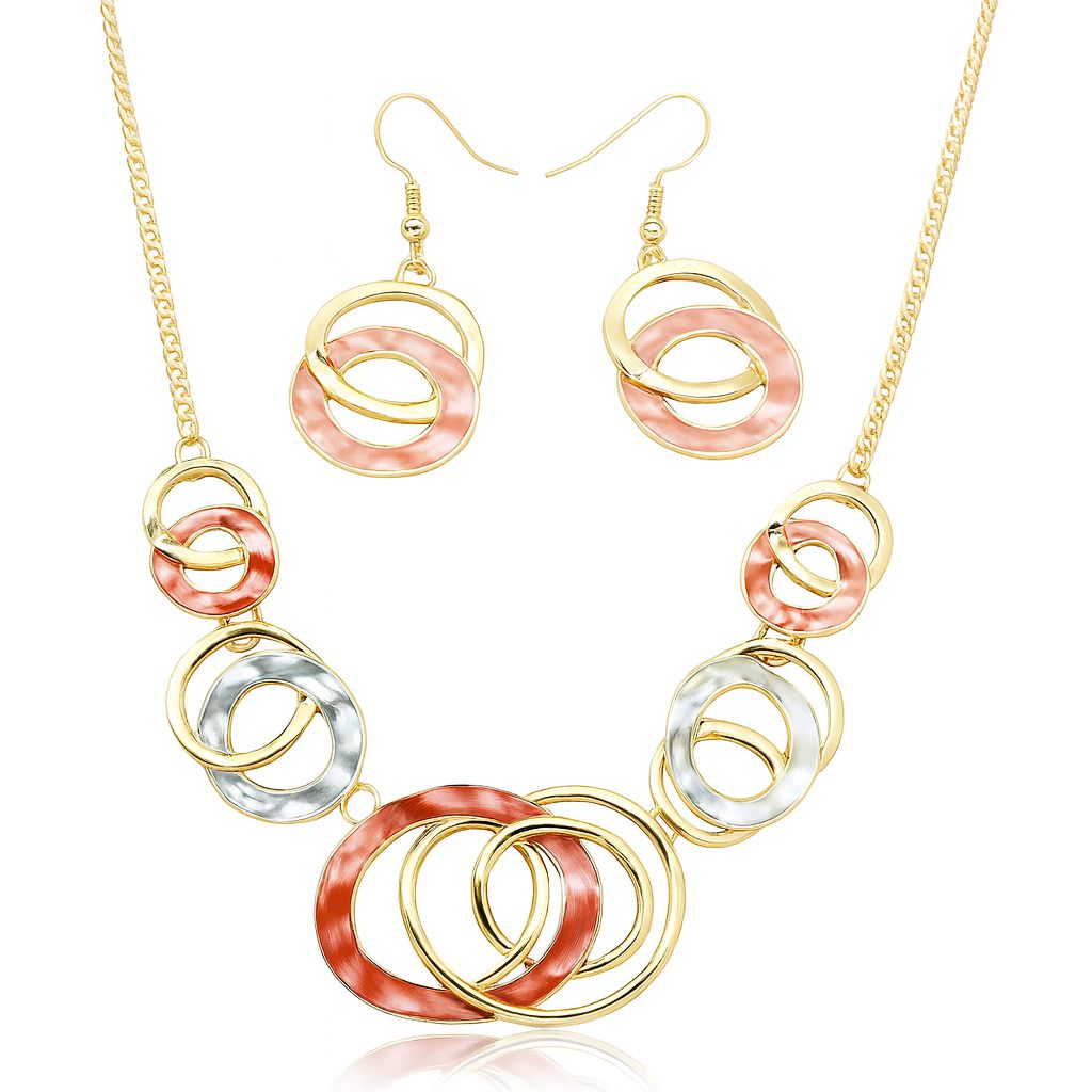 KC gold plated drip design necklace and earring set for women