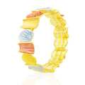 Hand-painted gold enamel art bangle in coral and pearl tones