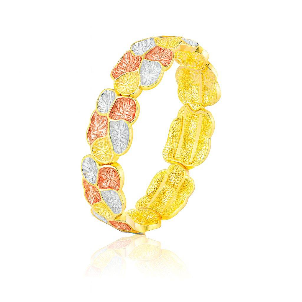 Hand-Painted Enamel Bracelet with floral textured design