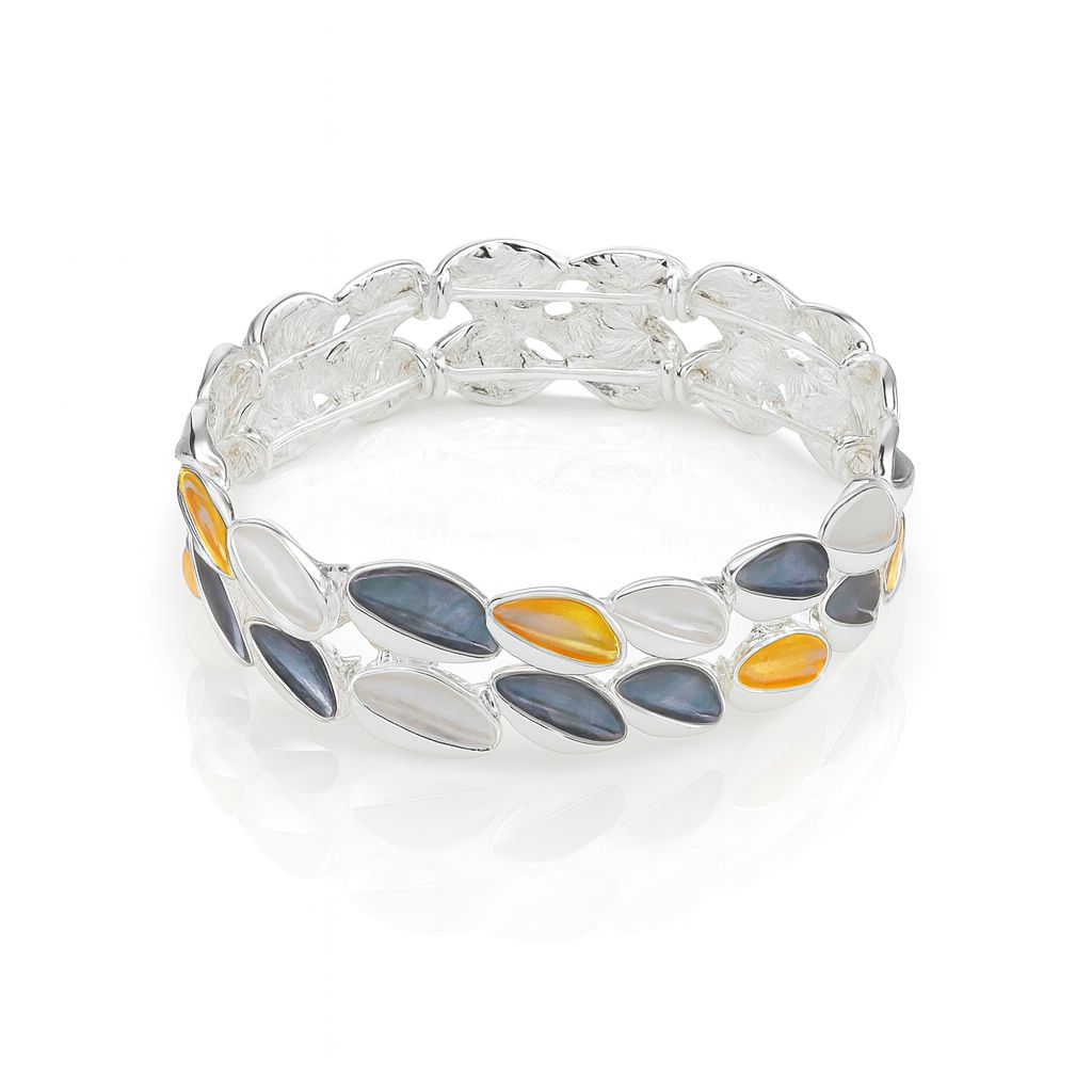 Hand-painted enamel stretch bracelet with pastel colors – side angle