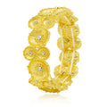 Hand-Painted Gold Flower Bracelet with crystals, KC gold plated floral stretch bangle
