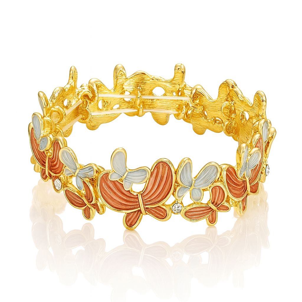 Hand-painted KC gold butterfly bangle with enamel details