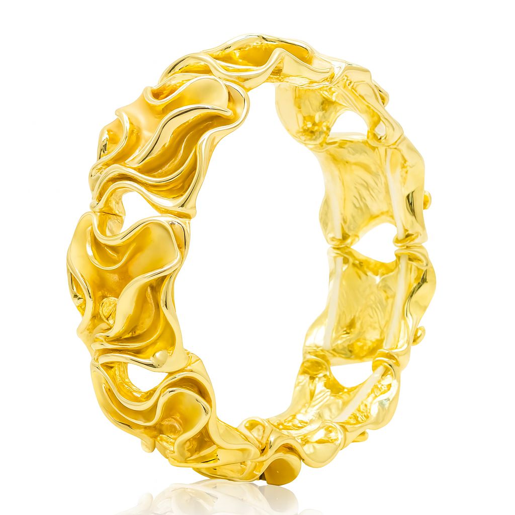 KC gold plated fluid bracelet for women – hand-painted alloy bangle
