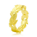 Vintage leaf gold bracelet with KC gold plating and hand-painted texture design