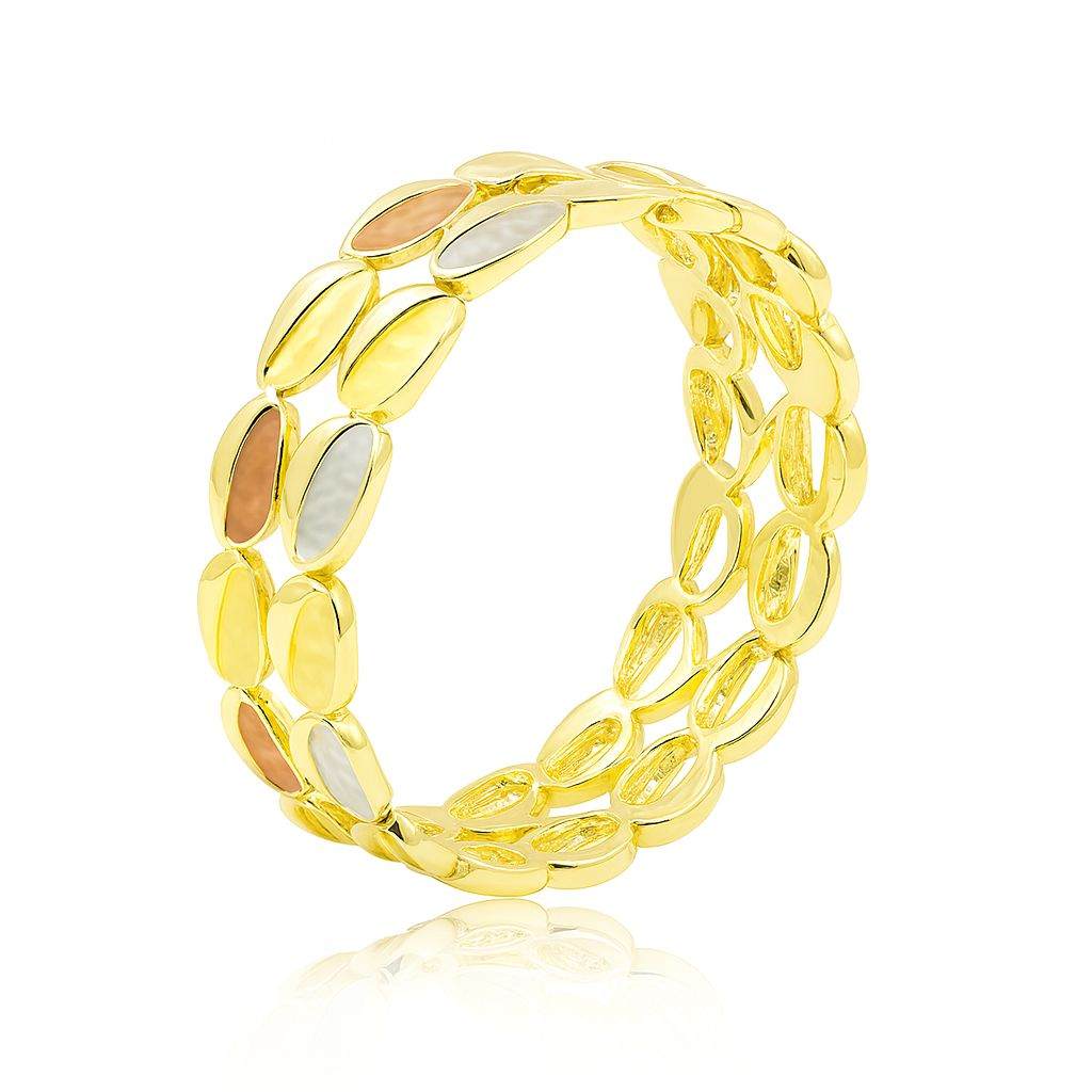 Gold KC-plated multicolor oval bracelet with hand-painted enamel design for women