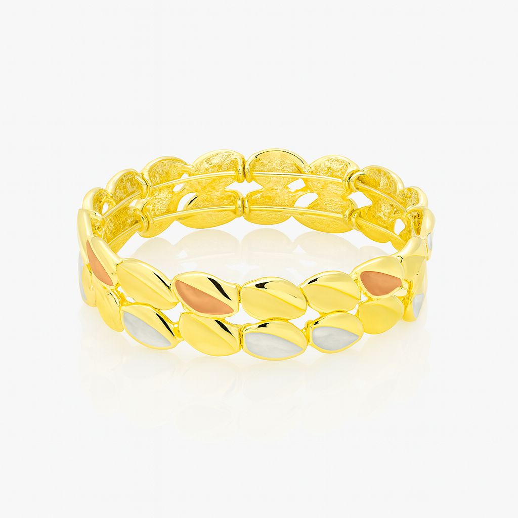 Gold KC-plated multicolor enamel oval bracelet for women, lightweight and artistic alloy bangle