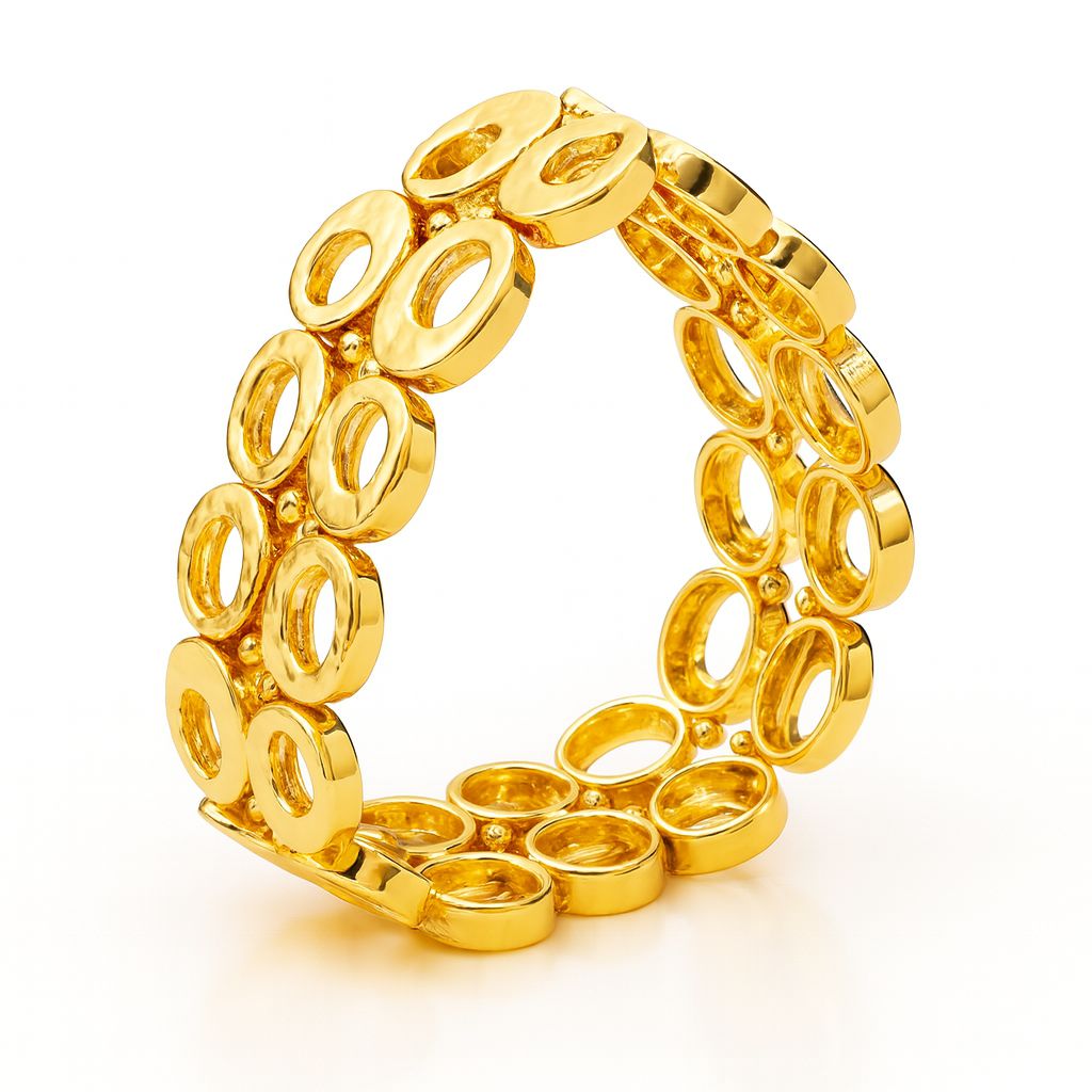 Gold open circle bangle bracelet with KC gold plating