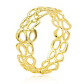 KC Gold Openwork Oval Bracelet with textured openwork gold alloy oval links, lightweight and elegant women's bangle