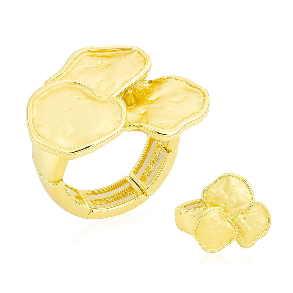 Handcrafted KC gold petal statement ring with textured glaze