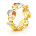 Italian-style tricolor bracelet with 18K gold plating, silver and rose accents, elegant women's bangle